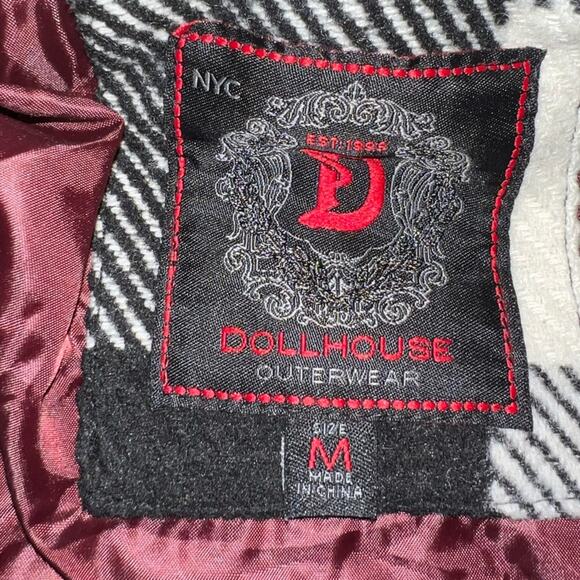 Dollhouse Outerwear Hood Coat Plaid Black white purple liner Maude size Medium - Picture 4 of 8